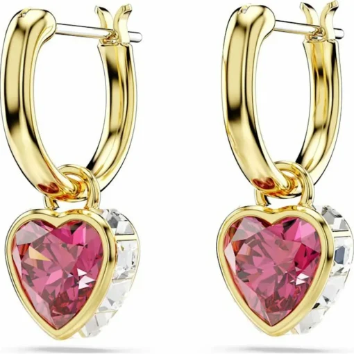 Boucles oreilles Swarovski Chroman Hoop Drop Heart - 5684760 rouge,doré