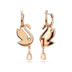 Boucles oreilles Swarovski Swan - 5678047 noir,doré rose