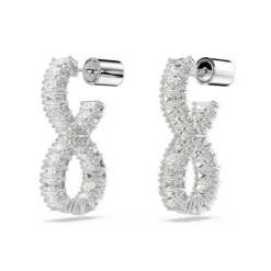 Boucles oreilles Swarovski Hyperbola Hoop Twist - 5684047 blanc,argent