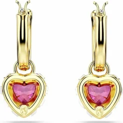 Boucles oreilles Swarovski Chroman Hoop Drop Heart - 5684760 rouge,doré