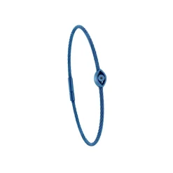 Bracelet acier bleu motif oeil avec diamant noir 1 mm