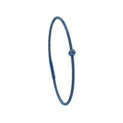 Bracelet acier bleu motif hexagone avec diamant noir 1 mm