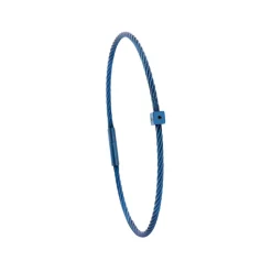 Bracelet acier bleu motif cube avec 3 diamants noir 1 mm