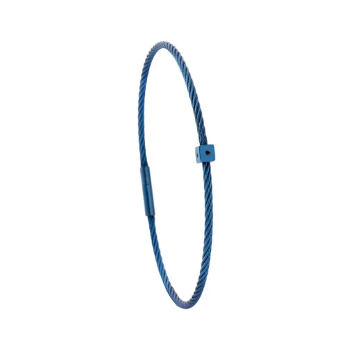 Bracelet acier bleu motif cube avec 3 diamants noir 1 mm