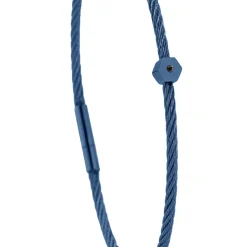 Bracelet acier bleu motif hexagone avec diamant noir 1 mm