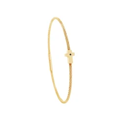 Bracelet acier doré motif croix avec diamant noir 1 mm