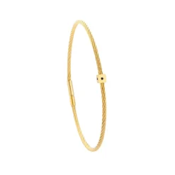 Bracelet acier doré motif cube avec 3 diamants noir 1 mm