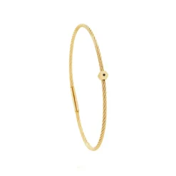 Bracelet acier doré motif hexagone avec diamant noir 1 mm