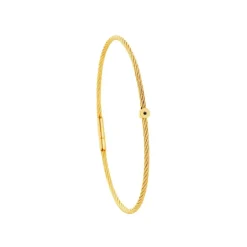Bracelet acier doré motif rond avec diamant noir 1 mm