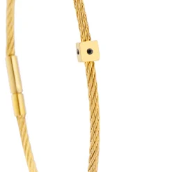 Bracelet acier doré motif cube avec 3 diamants noir 1 mm