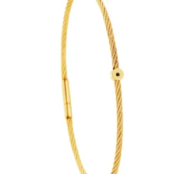 Bracelet acier doré motif rond avec diamant noir 1 mm
