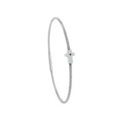 Bracelet acier motif croix avec diamant noir 1 mm