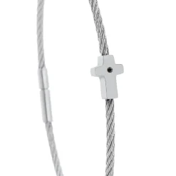 Bracelet acier motif croix avec diamant noir 1 mm