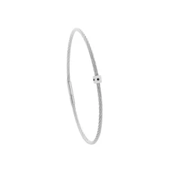 Bracelet acier motif cube avec 3 diamants noir 1 mm