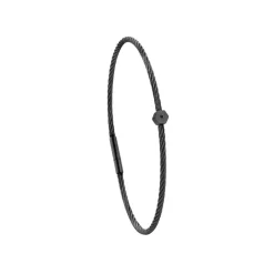 Bracelet acier noir motif hexagone avec diamant noir 1 mm