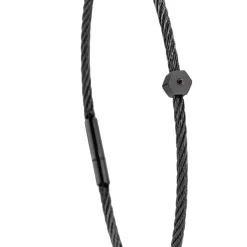 Bracelet acier noir motif hexagone avec diamant noir 1 mm