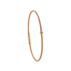Bracelet acier rose motif rond avec diamant noir 1 mm