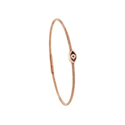 Bracelet acier rose motif oeil avec diamant noir 1 mm