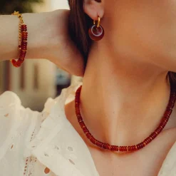 Bracelet Blima en pierres Agate rouge