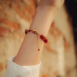 Bracelet Blima en pierres Agate rouge