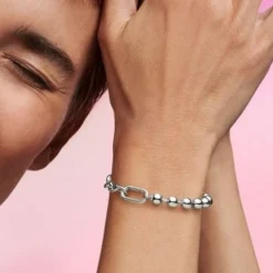 Bracelet Chaîne Sphère Métallique et Link Argent Pandora ME