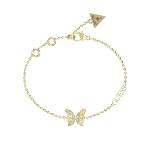 Bracelet Chrysalis Acier Doré Papillon Pavé De Zircons Cubiques