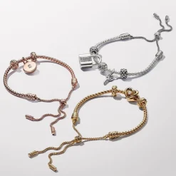 Bracelet Coulissant Chaîne Cloutée Doré Rose
