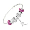 Bracelet de charms perles en acier SC Crystal SB050+29+43+31+44+CH167+31+43+29