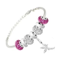 Bracelet de charms perles en acier SC Crystal SB050+29+43+31+44+CH167+31+43+29