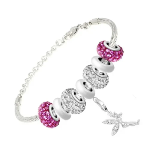 Bracelet de charms perles en acier SC Crystal SB050+29+43+31+44+CH167+31+43+29