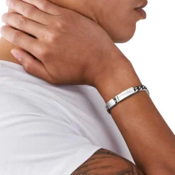 Bracelet Diesel Stacked DX0966040 - Bracelet Gourmette Chromée Homme