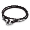 Bracelet Double en Cuir Tressé Marron