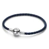 Bracelet en Cuir Tressé Bleu Fermoir Céleste Pandora Moments
