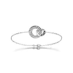Bracelet fantaisie double rond martelé Femme Argent Maison de la Bijouterie WYZ63UZV