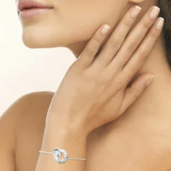 Bracelet fantaisie double rond martelé Femme Argent Maison de la Bijouterie WYZ63UZV