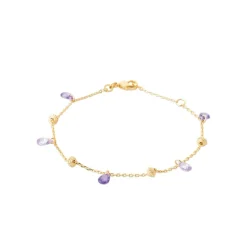 Bracelet fantaisie femme cristal violet plaqué or Maison de la Bijouterie UW404ZZV