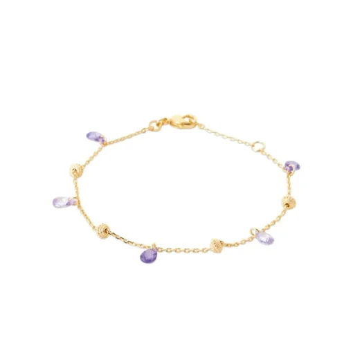 Bracelet fantaisie femme cristal violet plaqué or Maison de la Bijouterie UW404ZZV