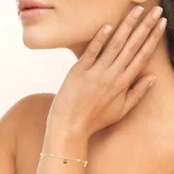 Bracelet fantaisie femme cristal vert plaqué or Maison de la Bijouterie UW404YZV