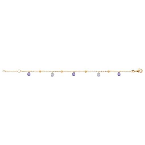 Bracelet fantaisie femme cristal violet plaqué or Maison de la Bijouterie UW404ZZV