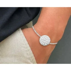 Bracelet fantaisie rond martelé Femme Argent Maison de la Bijouterie WYZ600ZV