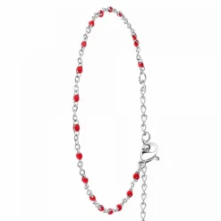 Bracelet Femme Angèle M - B2381-ROUGE Acier Argent