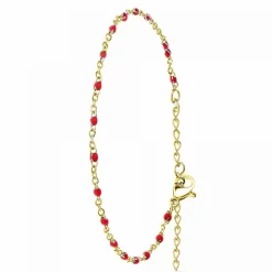 Bracelet Femme Angèle M - B2395-ROUGE Acier Doré
