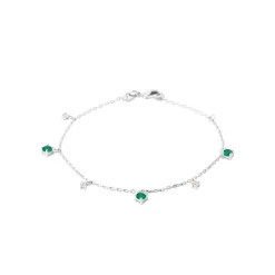 Bracelet femme argent fantaisie pierres vertes Maison de la Bijouterie VW3W46ZV