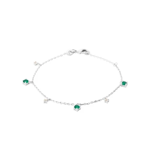 Bracelet femme argent fantaisie pierres vertes Maison de la Bijouterie VW3W46ZV