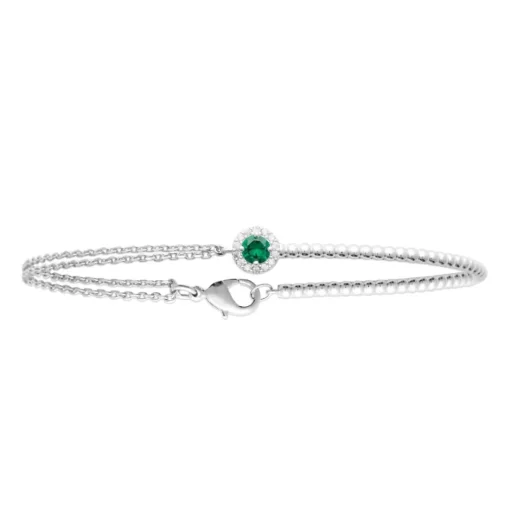 Bracelet femme argent fantaisie pierre verte Maison de la Bijouterie VW3U40ZV