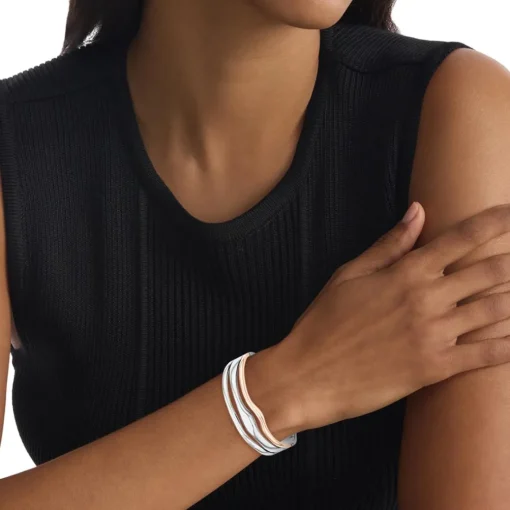 Bracelet Femme Calvin Klein Bijoux CK Wavy Sculptural - 35000649 Acier Doré Rose