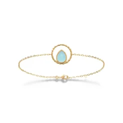 Bracelet femme fantaisie agate bleue plaqué or Maison de la Bijouterie UW3YU3ZV