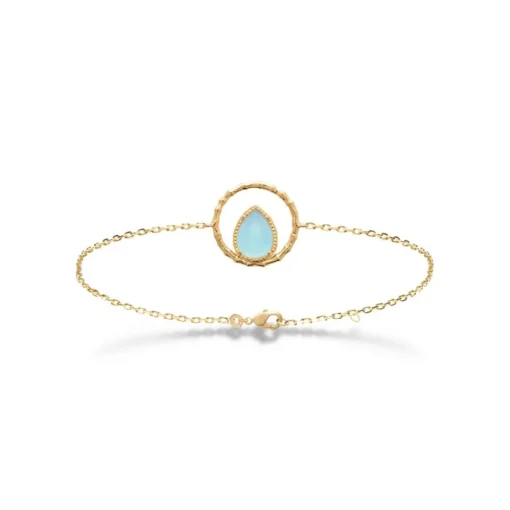 Bracelet femme fantaisie agate bleue plaqué or Maison de la Bijouterie UW3YU3ZV