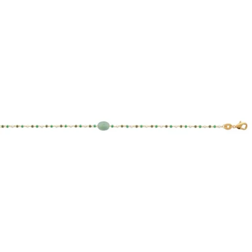 Bracelet femme fantaisie quartzite vert plaqué or Maison de la Bijouterie UW3Y36ZV