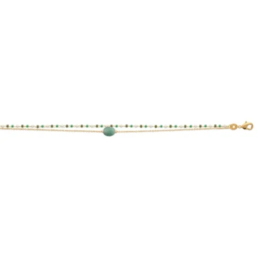 Bracelet femme fantaisie quartzite vert plaqué or Maison de la Bijouterie UW3Y35ZV